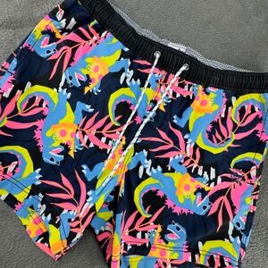Party Pants Mens XL Swim Trunks Dinosaur Pizza‎ Neon Tropical Board Shorts Black